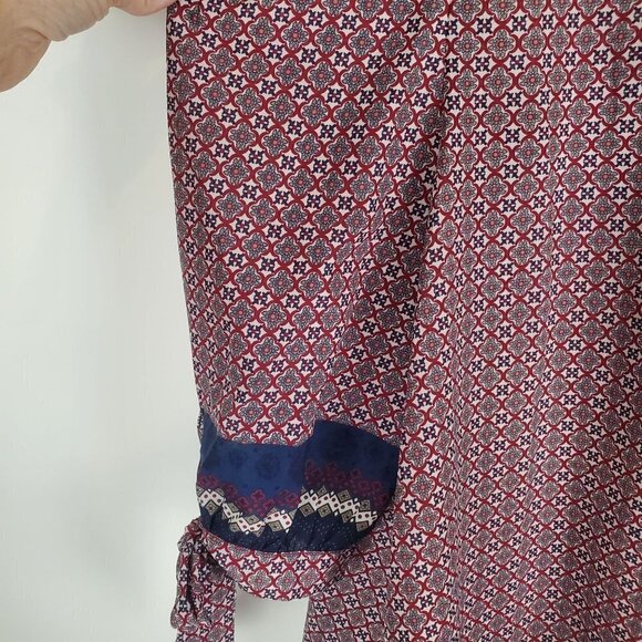 UMGEE Large Cold Shoulder Boho Blouse 3/4 Tie sleeves Flowy Lightweight - Picture 6 of 8